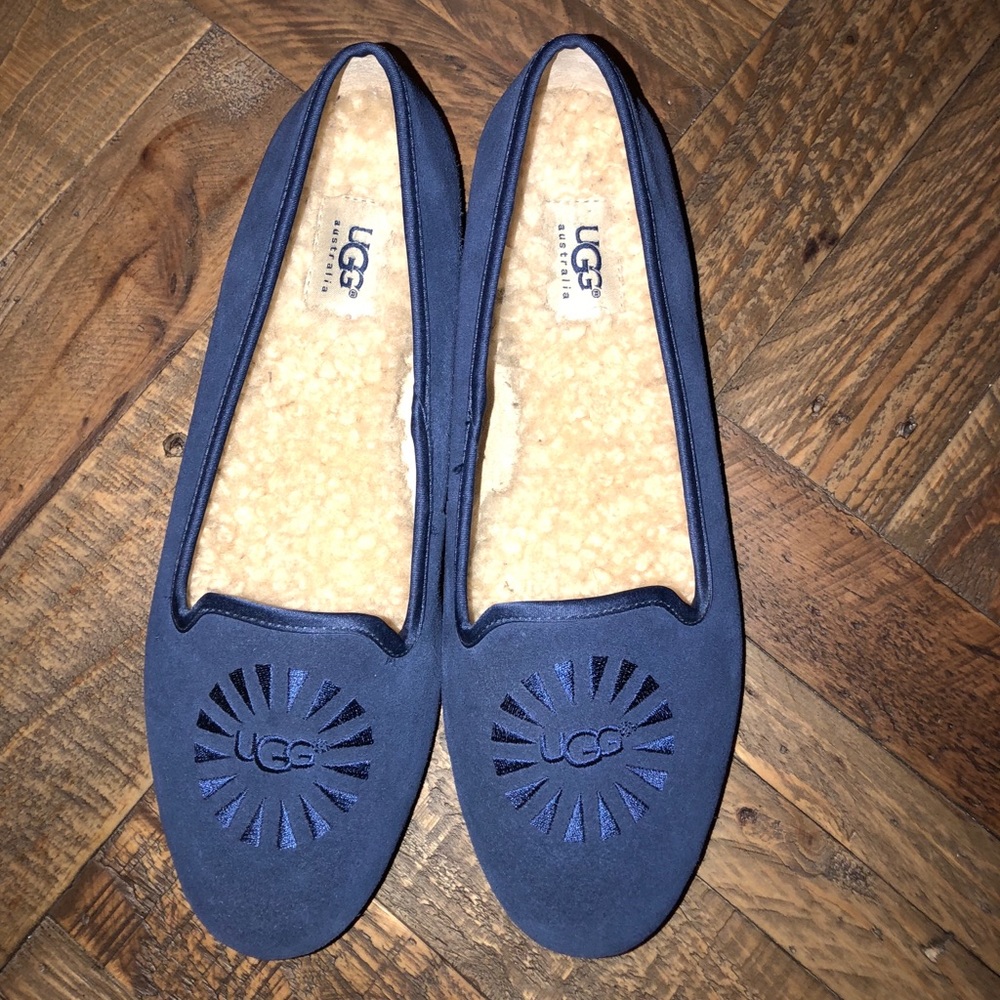 UGG Alloway Navy Suede Flats